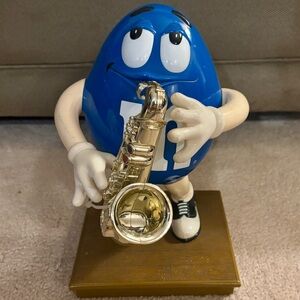 Vintage 90s M&M'S Blue Saxophone Candy Dispenser FLAWED